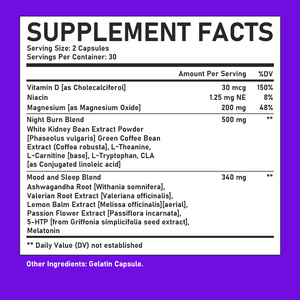 Capsules brûle-graisses nocturnes directes d'usine avec vitamine D, favorisant le métabolisme nocturne et améliorant la qualité du sommeil - Product Image 2