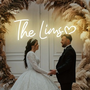 Enseigne néon personnalisée The Lims pour mariage, nom de famille personnalisé, lumière LED pour décoration de toile de fond de mariage - Product Image 1