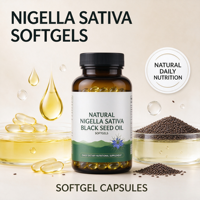 Huile de Nigelle (Graines Noires) Pressée à Froid en Gélules, Complément Nutritionnel en Gros