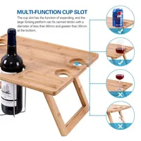 Plateau TV minimaliste en bambou Table de petit déjeuner portable pour canapé/lit, design peu encombrant