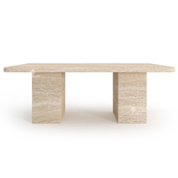 KUMUSI FURNITURE Table basse en travertin à deux pieds cubes