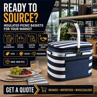 Panier de pique-nique isotherme pliable personnalisé OEM avec cadre en aluminium et doublure en aluminium pour le camping et les voyages en voiture, sac isotherme extérieur