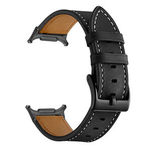 Bracelet en cuir compatible avec Samsung Galaxy Watch4 5 6 7 40mm 44mm Galaxy Watch 4 Classic 46mm 42mm Bracelet de montre noir unisexe - Product Image 3