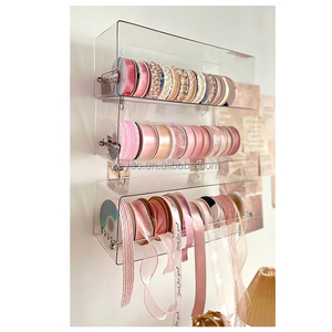 Soporte de almacenamiento de cinta ecológica de acrílico transparente de 3 piezas, estante organizador de cinta artesanal de montaje en pared para tienda de casa o dormitorio - Product Image 4