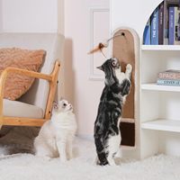 Griffoir mural pour chat 3 en 1 en sisal avec brosse auto-nettoyante et jouet suspendu pour une installation facile et gain de place