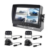 Approvisionnement d'usine Camion Bus Van Semi Système 7 "Quad Moniteur DVR Enregistreur Vidéo 4CH CCD Camion Caméra Système