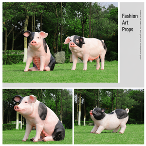 Statue de cochon en fibre de verre grandeur nature personnalisée, sculpture animale d'extérieur pour restaurant, complexe hôtelier et décoration commerciale - Product Image 4
