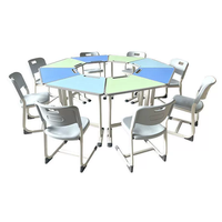 Ensemble de bureau et chaise scolaire modulaire trapézoïdal coloré, bureau collaboratif pour étudiants pour salle de classe et salle de formation