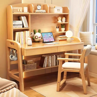 Ensemble de bureau d'ordinateur en bois simple et durable pour chambre à coucher, combinaison bibliothèque et chaise pour étudiants