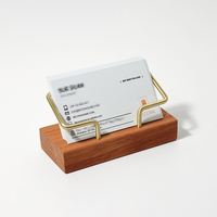 Porte-cartes de visite BECORA en laiton et bois, présentoir de cartes de bureau portable, étui à cartes de bureau