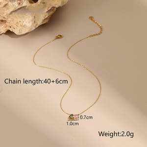 Set di Gioielli da <span class=keywords><strong>Donna</strong></span> in Acciaio Inossidabile 18KGP con Collana, Orecchini e Anello Geometrici Colorati con Zirconi Cubici - Vendita all'Ingrosso - Product Image 1