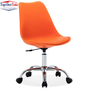 Chaise de bureau pivotante ergonomique moderne et élégante en plastique, réglable en hauteur, avec roulettes et accoudoirs ajustables pour espaces de travail et domicile - Product Image 6