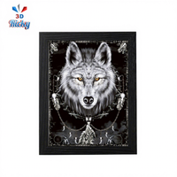 Affiche animale 3D lenticulaire personnalisée à effet de bascule, Art mural 3D 30*40, Film animé 3D haute définition en PET pour la décoration intérieure, Vente en gros