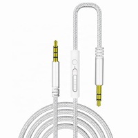 Câble audio 1m 3,5 mm mâle vers mâle avec contrôle du volume du microphone Casque pour haut-parleur de voiture Vidéo et prise microphone Câble auxiliaire 3,5 mm