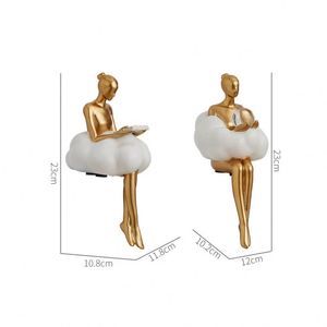 Statues de filles nuageuses dorées modernes, ornements, sculptures en résine, figurines artisanales, accessoires d'intérieur Kawaii, accessoires de bureau, décoration de mariage - Product Image 6