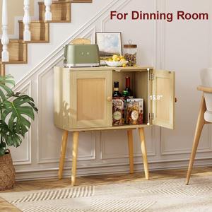 Buffet <span class=keywords><strong>d</strong></span>'appoint en bois style bohème pour petits espaces, avec porte en rotin, MOQ 300, pour salon - Product Image 4