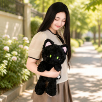 Coussin en peluche super doux à thème chat mignon, motif floral, poupée chat noir et blanc, cadeau transfrontalier, jouet coussin doux