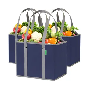 Caixa multifuncional para armazenamento de presentes, organizador doméstico azul para compras de vegetais, supermercado, desordem, portátil
