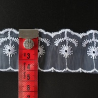 Dentelle en organza brodée en maille de polyester de 4 cm pour vêtements et sacs, accessoires de mode en gros