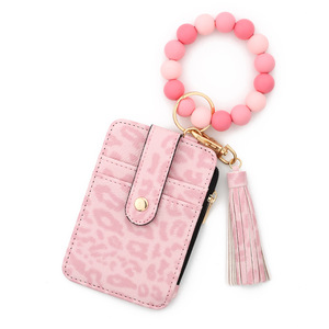 Cổ Hạt Móc Chìa Khóa Vòng tay thẻ tín dụng đính cườm Vòng tay lớp thẻ túi ví với tua Silicone đính cườm Vòng tay móc khóa - Product Image 2