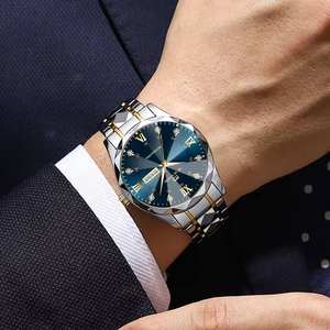 Reloj de Hombre VA VA VOOM 2733, Diamantes de Lujo, Brillo Nocturno, Doble Calendario, Movimiento de Cuarzo, Acero Inoxidable Azul, Estilo Deportivo Simple - Product Image 6