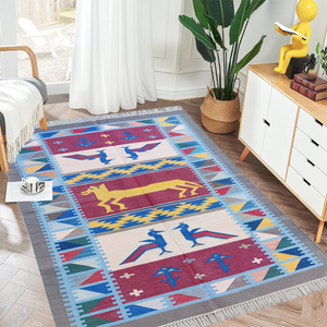 Tapis traditionnel 3x5 pieds Jute Dhurrie indien tissage plat moderne couleur unie fait à la main lavable tapis antidérapant - Product Image 2