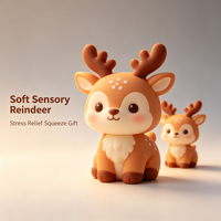 Figurine de renne anti-stress souple en EVA, jouet sensoriel de Noël mignon et collectionnable, cadeau à presser pour les 14 ans et plus, vente en gros
