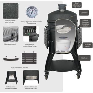 Barbecue au charbon de bois <span class=keywords><strong>SEB</strong></span> <span class=keywords><strong>KAMADO</strong></span> 22 pouces, haute qualité, en céramique, pour cuisine extérieure, résistant aux hautes températures - Product Image 3