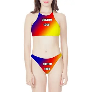 Most Popular Women Sexy Wrapped Chest Bikini Personalized Custom Swimwear Two Piece For Women Manufacturer Swim Halter Bikini