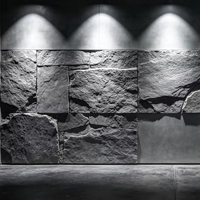 Panneau mural moderne en pierre artificielle PU pour usage intérieur/extérieur, design 3D en dalle épaisse, application pour dessus de meuble