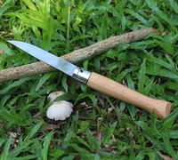 Couteau pliant traditionnel à lame miroir, ouverture manuelle, verrouillage à anneau, manche en bois de hêtre, pour camping en extérieur et usage quotidien, couteau de poche