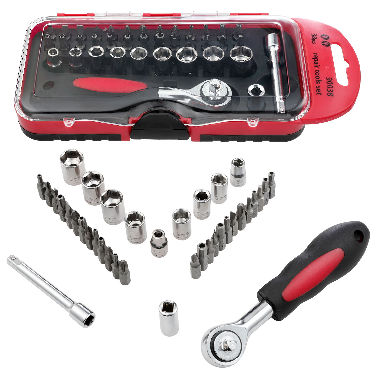 Auto Repair Mechanic Tool Mixed Standard Socket Set Cheap Socket Set 38pc Metric Ratchet Screwdriver Bit Wrench Socket Set