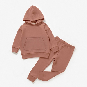Hongbo 100% Cotton <strong>Baby</strong> Tracksuit Outfit Hooded Long Sleeve T-shirt Tops Pants Custom Toddler Kids Clothing Set for Boys Girls - Product Image 5