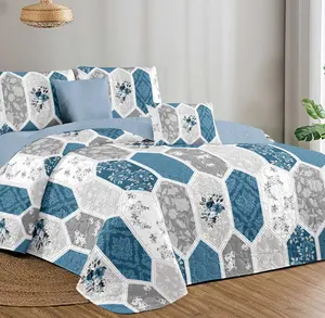 शेयर फैंसी ठोस मुद्रित अल्ट्रासोनिक Microfiber रजाई बहु रंग Bedsheet बिस्तर सेट थोक Bedspreads