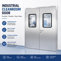 Porte battante double en acier inoxydable pour salle blanche, panneau 304SS 0,8 mm, charnière de type E |   Isolation acoustique de 50 mm d'épaisseur Garantie de 5 ans