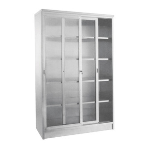 Stainless Steel Hospital Cabinet With Glass Doors And Drawers For Medical Storage Industrial Design Durable Metal Construction - Product Image 3