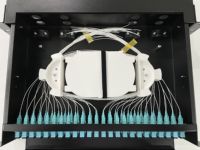 Panel Patch Fiber Optik Tipe Geser 1U 2U 12 24 48 Port untuk Rak, Dilengkapi Tray Sambungan untuk FTTH