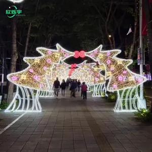 Dekorasi lengkungan Tahun Baru, dekorasi persegi dekorasi acara Natal lampu Motif lengkungan Led