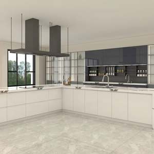 Mueble de Cocina Minimalista de Lujo, Diseño Moderno, Construcción de Madera Contrachapada Blanca de Alto Brillo - Product Image 1