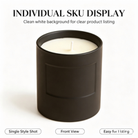 Bougie parfumée en céramique noire mate personnalisée de luxe en gros pour la décoration de la maison, du bureau et des coffrets cadeaux