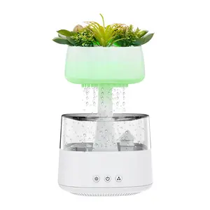 CE Home Bedroom Decorative Flowers Artificial Succulent Aroma Diffuser Ultrasonic Cool Mist DIY Artificial Plant Rain Humidifier