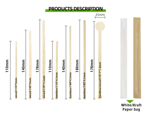 맞춤형 친환경 식품 등급 대나무 나무 일회용 커피 스틱 14cm 맞춤 로고 개별 포장 친환경 - Product Image 3