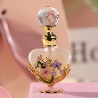 Flacon de parfum vintage en verre 5ml, style arabe de Dubaï, fait main, motif floral, rechargeable, mini flacon compte-gouttes vide pour faux cils