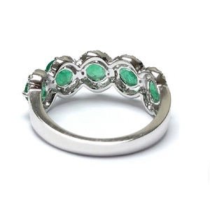 Classic <b>Dainty</b> Excellent Royal 18k White Gold 100% Natural Diamond Colour Stone Green Emerald Jewellery Thin Band <b>Ring</b> for Lady - Product Image 3