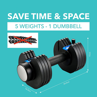 Cadeau de fitness : haltères réglables 5-en-1 avec base de rangement, haltères à réglage rapide de 5 à 25 lb pour la salle de sport à domicile