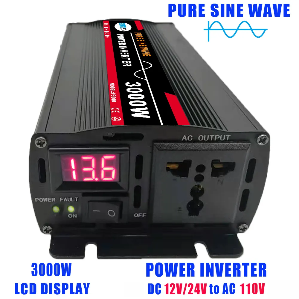 3000W Pure Sine power Inverter chargeur DC 72V AC 110V 220v Power Inverter pour voiture bateau camion solaire voiture onduleur chargeur
