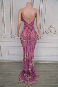 Vestidos lüks kelebek kanatları elmas doğum günü düğün konuk uzun elbise kadın akşam yemeği elbisesi bayanlar akşam balo Mermaid elbise - Product Image 3