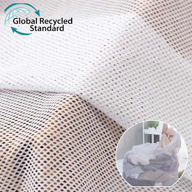 Recycl Fabric 100% Polyester Breathable Dry Fit Big Mesh Hole Net Recycled Pet Bottle Fabric for Lining Chair Laundry Bag