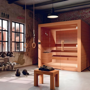 Modern 2-Person Red Cedar Madeira Sólida Barril Seco Quarto Sauna 12kw Fogão Aquecimento Infravermelho Distante para Uso Interior para Villas Casa