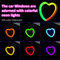 Anneau lumineux LED USB 5V en forme de cœur, contrôlable par application, avec ajustement universel pour la décoration intérieure du pare-brise de voiture